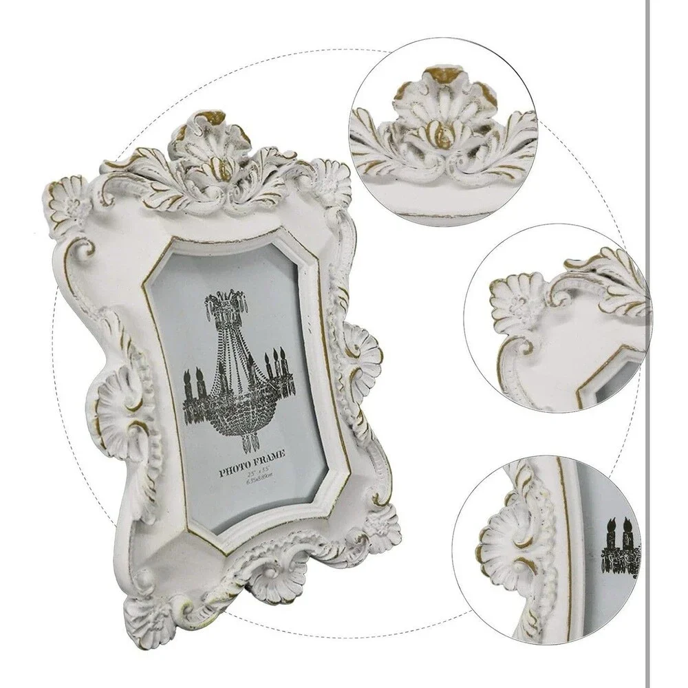 BLYBH Vintage Picture Frame 2.5x3.5 Retro Photo Frames, Tabletop & Wall Hanging